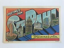 Postcard MN St Paul Minnesota Large Letter State Capitol Landmarks c1940's picture