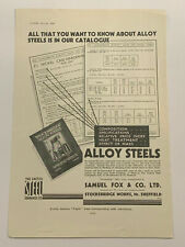 1932 Samuel Fox Alloy Steels Stocksbridge Sheffield England Magazine Print Ad picture