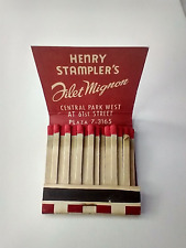 Vintage Henry Stampler's Filet Mignon Central Park West Matchbook Unused picture