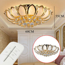 Modern Crystal Chandelier Flush Mount Gold Lotus Ceiling Light Pendant Lamp 60cm picture