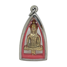 Buddha Seated Phra Yod Thong Victory Over Mara Amulet Pendant Stainless Case picture