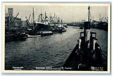 Buenos Aires Argentina Postcard El Puerto Steamship Sailing c1930's Vintage picture