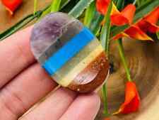 7 Chakra Bonded Worry Stone, Hand Polish Chakra Thumb Stone, Chakra Healing picture