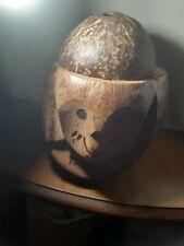 Hand Carved Joe's Tampa FL Coconut Head Bank Storage Tiki Decor picture