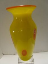CG Artisans Handblown  Art Glass Vase yellow Orange Signed 12”Tall USA picture