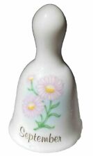 Vintage Miniature Porcelain Bell September Birth Month Flower Floral Russ Berrie picture