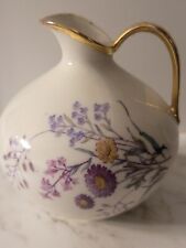 1950s Heinrich Winterling Marktleuthen Bavaria Vase With Floral & Gold Trim Vtg picture