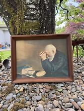 VINTAGE GRACE OLD MANY PRAYING PHOTO IN WOODEN FRAME picture