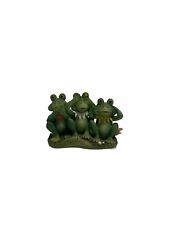 Speak No Evil See No Evil Hear No Evil Resin Frog Figurine on Lily Pad picture