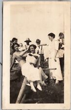 c1910s RPPC Real Photo Postcard Outing Scene / One Girl Quite Annoyed by Another picture