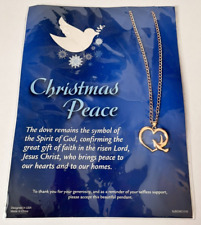 Religious Dove Heart Necklace Gold-Tone Christmas Peace picture