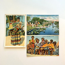 Seminole Tribe Postcard Florida Indian Children Everglades Vintage Lot of 3 picture