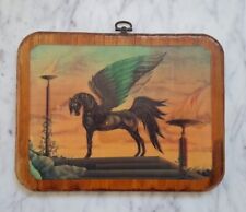 Vtg 1980s Pegasus wood art perfect for gallery wall 8.5x6.5 size wall art picture