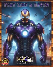 Baltimore Ravens - Iron Man - Play Like A Raven - Rare - Metal Sign 11 x 14 picture