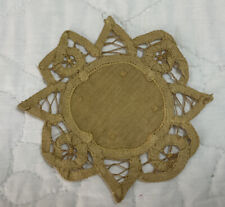 Vintage Small Round Doily, Battenberg Lace, Beige picture