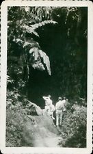 1945 WWII Hawaii 2 Photos Kilauea Volcano Thurston Lava tube Entrance & inside picture