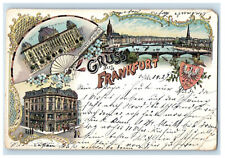 1899 Multiview, Gruss Aus (Greetings from) Frankfurt Germany Antique Postcard picture