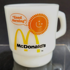 Vtg McDonald’s Fire King Anchor Hocking Milk Glass Coffee Cup Mug Good Morning picture