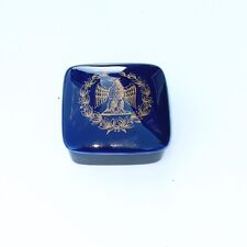 Vintage Bernardaud Limoges France Cobalt Blue 22k Gold Eagle Design Trinket Box picture