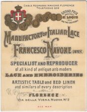 Florence Italy Italian Lace & Embroidery Vintage Fashion Textile Trade Card picture
