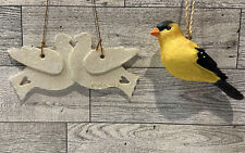Mixed Material Hanging Bird Ornaments (Set of 2) Christmas Decor 5x2” & 4x2” picture