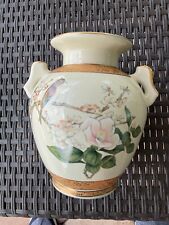 Vintage Japanese Porcelain Bird & Flowers Hand Painted Vase picture