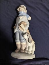 LLADRO WINTER SCENE COLLECTIBLE -BOY WITH DOG 8