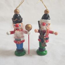 Pair Wooden Nutcracker Christmas Ornaments Rifle Scepter Vintage AS IS picture