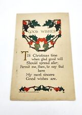 1915 Christmas Holly Postal Card P.F. Volland & Co Monrovia, CA -  Woodbine, KS  picture