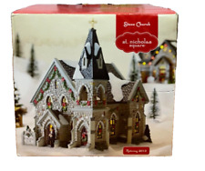 St. Nicholas Square Christmas Village Illuminating Stone Church 2011-OPEN BOX picture