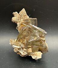 Gemmy Tabular Amber Barite On Dolomite/Sandstone  Warihuayin Mine, Huanuco, Peru picture