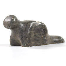 Vintage Inuit Stone Carving Sculpture Beaver Rodent Soapstone 1lb Signed Dimu picture