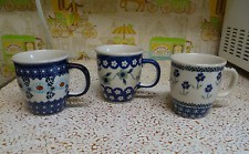(3) Boleslawiec Polish Pottery Mugs Tea Coffee Poland - 4