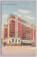 Hotel Gary Indiana IN Street View Vintage Linen Postcard c1947 picture