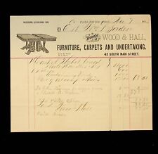 1885 Wood & Hall Furniture Carpets and Undertaking Billhead, Fall River MA picture