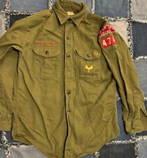 VTG Boy Scouts of America Uniform Shirt Sanforized Green Hiking W/ Pin Patches picture