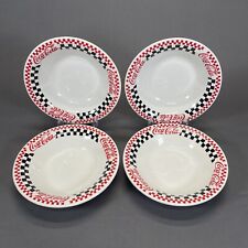 Gibson Coca Cola Coupe Soup Bowls Set of 4 Black Red Checkerboard Vintage 1996 picture