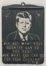 VINTAGE J.F.K. ASK NOT WHAT YOU CAN DO METAL PLAQUE WALL HANGING TRIVETT USA picture
