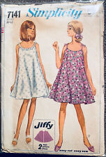 Vintage 1967 Simplicity Shoulder Strap Nightgown Pattern #7141 Sz 10-12 picture