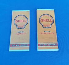 2 Original 1940 Shell Oil/Gas Co. Fold Out Road Maps Illinois and Wisconsin picture