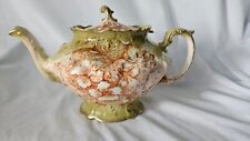 Stoke Staffordshire English Teapot - Green Hand-Painted Gilded Antique picture