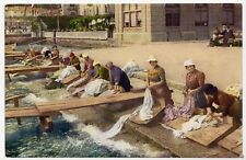 Women Washing Clothes Lake Garda Italy Unposted Antique Postcard picture