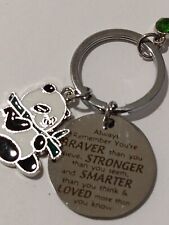 Always Remember You're Braver Than You Believe & Psnda Bear Keychain Charms picture