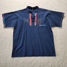 Guatemala Handmade Lace-Up Shirt XL Blue Travel Souvenir Memorabilia Tee picture