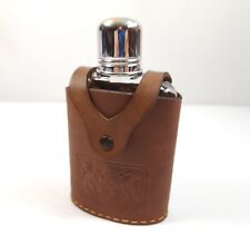 Vtg Flask in Leather Case by Irvinware, Astoria, NY, Made in USA, Never Used picture
