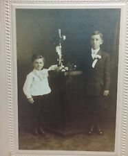 CHILD BROTHERS PORTRAIT - Vtg 1910s Sepia Cabinet Card Photograph, Motz St Louis picture