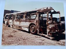7X9 NY NYC BUS 7008 1981 COLOR PHOTOGRAPH FIRE RAVAGED FRONT END OLD COLLECTIBLE picture