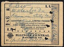 1917 Illinois Central Railroad Ticket CGW Waterloo to Kansas City #984 picture