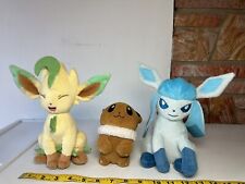 Pokemon Plush Lot Eevee Leafeon Glaceon Nintendo 3pc Figures Toys Used picture