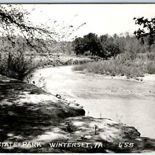 c1950s Winterset, IA RPPC Pammel State Park Real Photo River Dam Postcard A105 picture